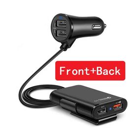 8A Front Back Seat 4 Port USB Quick Charge QC 3.0 Car Charger For iPhone 15 Huawei Xiaomi Samsung S24 Fast Phone Charger