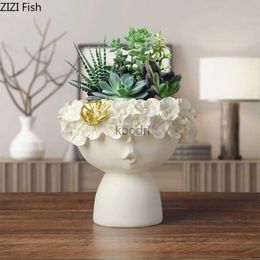 Planters Pots Fairy Garden Flower Vase Flower Pot Resin Figurines Modern Decor Desktop Storage Ornaments Wreath Girly Abstract Sculpture YQ240109