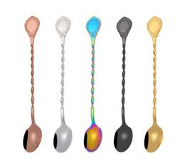 New spiral long handle mixing cocktail spoon 304 stainless steel bar stir spoon bartender bar tools7323008