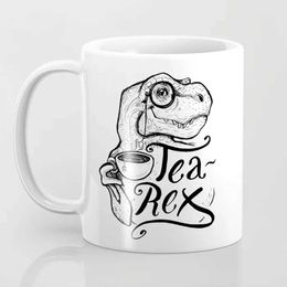 Mugs Dinosaur Tea-Rex Coffee Mug 11oz Ceramic Friends Birthday Gift Simple Home Milk Cup YQ240109