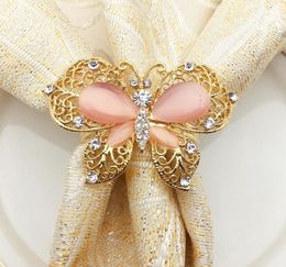 10pcs Highend Butterfly Napkin Ring Diamond Alloy Napkin Buckle el Banquet Wedding Decoration1876644