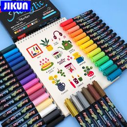 12/24/36 Colours Acrylic Paint Pens Brush Marker Pen for Rock Painting Stone Ceramic Glass Wood Canvas DIY Art Making Supplies 240108