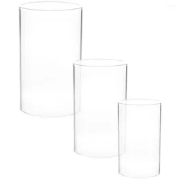 Candle Holders 3Pcs Holder Open Both Ends Glass Jar Domes Chimney Tube Cover
