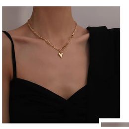 Pendant Necklaces European And American Retro Hip-Hop Fashion Niche Ins Trend Temperament K Gold Female Necklace Drop Delivery Jewellery Dhiuu