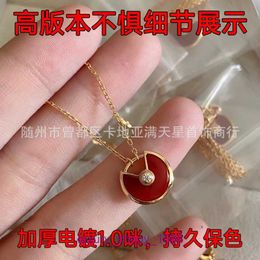 Top Quality Car tires's necklace For women online store gold material amulet plated with 18k rose red and chalcedony female collarbone With Original Box