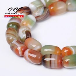 Beads High Quality Pea Agates Drum Shape Loose Spacer Beads 15'' Strand Semifinished Bracelet Beads Accessory for Jewellery Making