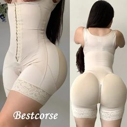 XS Hourglass Girdle Bodysuit Shapewear Women With Zipper Crotch Strong Compression Post Surgery Body Shaper Tummy And But Lifter 240108