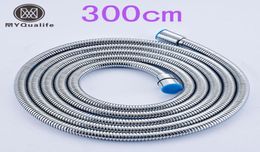 Stainless Steel 3M Flexible Shower Hose Bathroom Water Hose Replace Pipe Chrome Brushed Nickel5830370