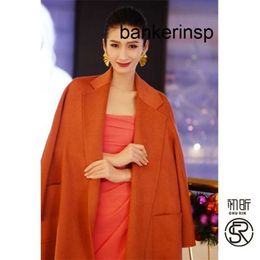 Cashmere Coat Maxmaras Labbro Coat 101801 Pure Wool Chuxin Labbro Bathrobe Style Cashmere Carmine Red Sided Mid length Style Loose and Versatile Light Luxury