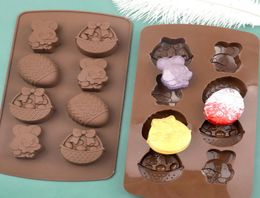 8 Grid Easter Silicone Mould Fondant Molds 3D DIY Bunny Easter Egg Shapes Chocolate Jelly and Candy Cake Mold5865658