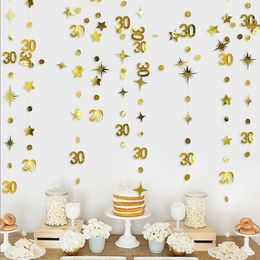 Party Decoration Gold 30th Birthday Decor 30st Circle Dot Twinkle Star Garlands Hanging Streamers For Dirty 30 Year Olds Supplies