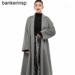 Cashmere Coat Maxmaras Labbro Coat 101801 Pure Wool Chuxin Zhenxuan Labbro Pure Cashmere Medium Grey Water Wave Medium Length AutumnWinter Sided Style FashioC59V