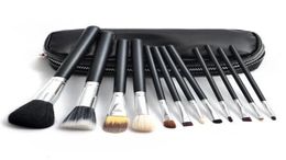 Makeup brushes set M Brand 12pcs Eyeshadow blusher brushes Makeup tools Professional Brush leather bag with Ship Gift5548627