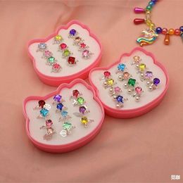 Student Children Love Box Set Water Diamond Girl Adjustable Plum Princess Ring