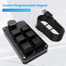 Macro Custom Gaming Keyboard Knob 6 Keys + 1 Knob Programmable Hotswap One-handed Mechanical Keypad for PS Drawing Accessories