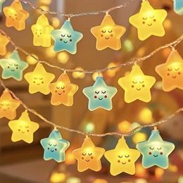 LED Creative Cartoon Camping Pentagram String Lights, Room Atmosphere Birthday Decoration Battery Rainbow Cloud Hanging Lights