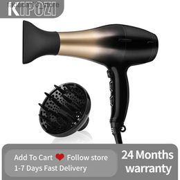 Hair Dryers KIPOZI Hair Dryer 1875W Nano Ionic Hair Blow Dryer with DC Motor for Frizz Free Styling with Diffuser and Airflow Concentrator Q240109