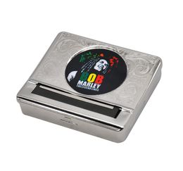 MultiPattern Smoking Silver Metal Automatic Rolling Machine Box Case Cigarette Tobacco Roller For 70 MM Papers3807557