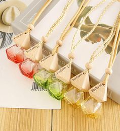 Car Perfume Bottle Pendant Essential Oil Diffuser 9 Colours Bag Clothes Ornaments Air Freshener Pendants Empty Glass Bottles fragra1071490