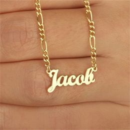 Jewelry Name Custom Necklaces for Men Nameplate Jewelry Stainless Steel Women Silver Personalized Letter Necklace Gift 240109