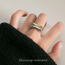 Cluster Rings 925 Silver Open Finger Ring Irregular Circle Golden Geometric Punk Stackable For Women Girl Jewelry Gift Dropship Wholesale