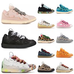 Luxury Fashion OG Designer Curb Sneaker Casual Shoes Embossed Mother Child Leather Nappa Calfskin Suede Pink Grey Lace-up Women Mens Platform Sneakers Flat Trainers