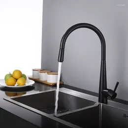 Kitchen Faucets Black Single Handle Hole Faucet 360 Rotation Mixer Tap Deck Mounted Taps Contemporary Style Pull Out