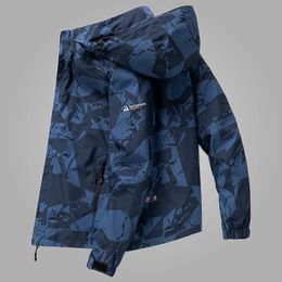 Hooded Hiking Cycling Jacket Men Autumn Outdoor Bomber Jackets Waterproof Windbreaker Sports Casual Cargo Coats 240108