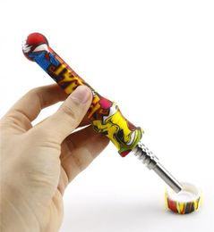 Silicone Collector NC Kit Smoking Hand Camo Pipe with GR2 Titanium Nail Concentrate Cap Dab Straw Oil Rigs for Wax Oil Burner1645584