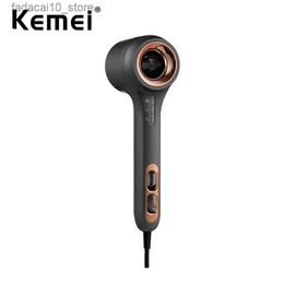 Hair Dryers Kemei High-Speed Hair Dryer 110000RPM Motor Fast Drying Blow Dryer 1500W Ionic Hair Dryer for Home and Travel Magnetic Nozzle Q240109