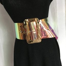 Plus Size Transparent Belts For Women Waist Wide Clear PVC Corset Belt Female Big Dress Waistband White Strap Gold Buckle 240109