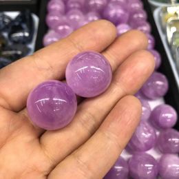 Decorative Figurines 50g 1.5-2cm Top Quality Natural Gems Kunzite Ball Crystal Mini Purple Spodumene Sphere Cute Gifts Indie Jewellery Beads