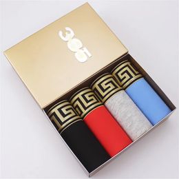 Chenke gold belt fashionable cotton breathable underwear soft and comfortable boxing shorts solid Colour mid rise shorts men's underwear 240109