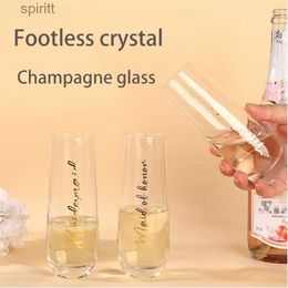 Wine Glasses Bar Stemless Champagne Glass Household Drink Whiskey Wine Bottomless Crystal Mouth Glass Wedding Transparent Cocktail Gift Glass YQ240105