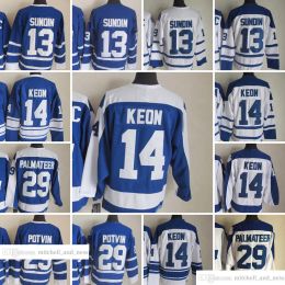 1917-1999 Movie Retro CCM Hockey Jersey Embroidery 13 Mats Sundin 14 Dave Keon 29 Mike Palmateer Men Embroidery Jersey White Blue Green 19