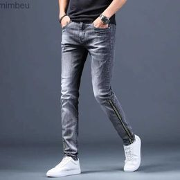 Men's Jeans Korea Version Mens Noble Grey Scratches JeansStylish Slim Stretch JeansHigh Quality Sexy JeansClassic Casual Jeans;L240108