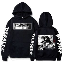 Hot Japan Anime Berserk Guts Pattern Men's Hoodies Loose Pullover Harajuku Cartoon Eyes Prined Funny Sweatshirt Unisex