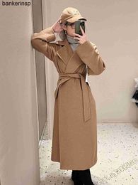 Wool Coat Luxury Maxmaras Manuelas camel Women's Classic Long BeltA2XS