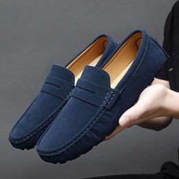 Suede Leather Men Loafers Women Casual Fashion Flats Hot Sale Sneakers Unisex Driving Shoes Moccasins Plus Size 48