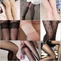 Women Socks Polka Dot Print Sexy Tights For Fishnet Mesh Seamless Pantyhose Nylon Black White Nightclub Female Silk Stockings