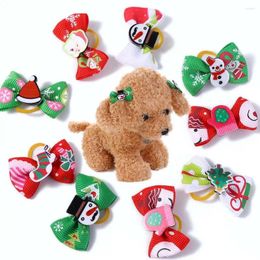 Dog Apparel 10Pcs Kawaii Fashion Christmas Hair Supplies Hand-made Elastic Puppy Party Decorations Pets Chic Rubber Band