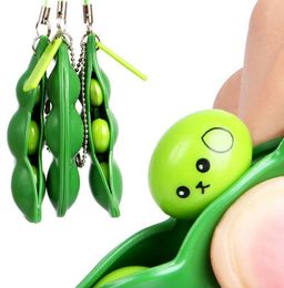 Squeeze Bean Keychain Soybean Toy Finger Puzzles Focus Extrusion Pea Pendant Anti-anxiety Stress Relief Toys LLA5438363116