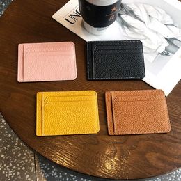 New genuine pickup bag for women with multiple card slots, one piece top layer cowhide card holder, ultra-thin card holder, anti demagnetization business card case