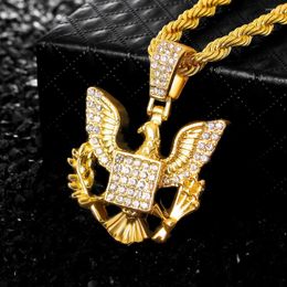 Pendant Necklaces Full Rhinestone Eagle Necklace Match 4mm Rope Chain Shiny Ideal For Parties And Daily Wear As A Gift Dating Wom