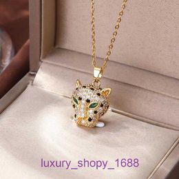 Car tires's Amulette necklace Luxury fine jewelry Wind Full Diamond Zircon Leopard Head Titanium Steel Necklace for Women Non fading Small With Original Box