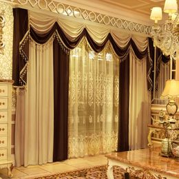 Curtains for Living Room Light Luxury Europeanstyle Highend Atmospheric Silk Velvet Curtain Head Villa Dining Bedroom 240109