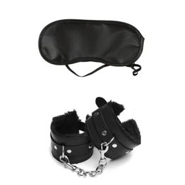 2pcs PU Leather Sex Handcuffs with Eye Mask Sex Toys for Couples Adult Games Slave Bondage Restraints Erotic Accessories 240109