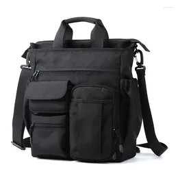 Briefcases Men's Briefcase Multi Function Personality Shoulder Bag Solid Color Oxford Business Black Or Gary