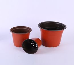 Multisize Double Colour Flower Pots Plastic Red Black Nursery Transplant Basin Unbreakable Flowerpot Home Planters Garden Supplies3453275