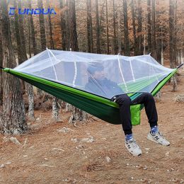 Lightweight Double Person Mosquito Net Hammock Easy Set Up 260140cm With 1 Tree Straps Portable For Camping Travel Yard 240109